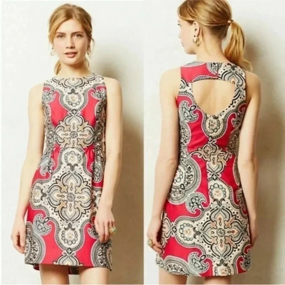Anthropologie Moulinette Soeurs Geidi Paisley Print Sheath Dress Size 8 Medium